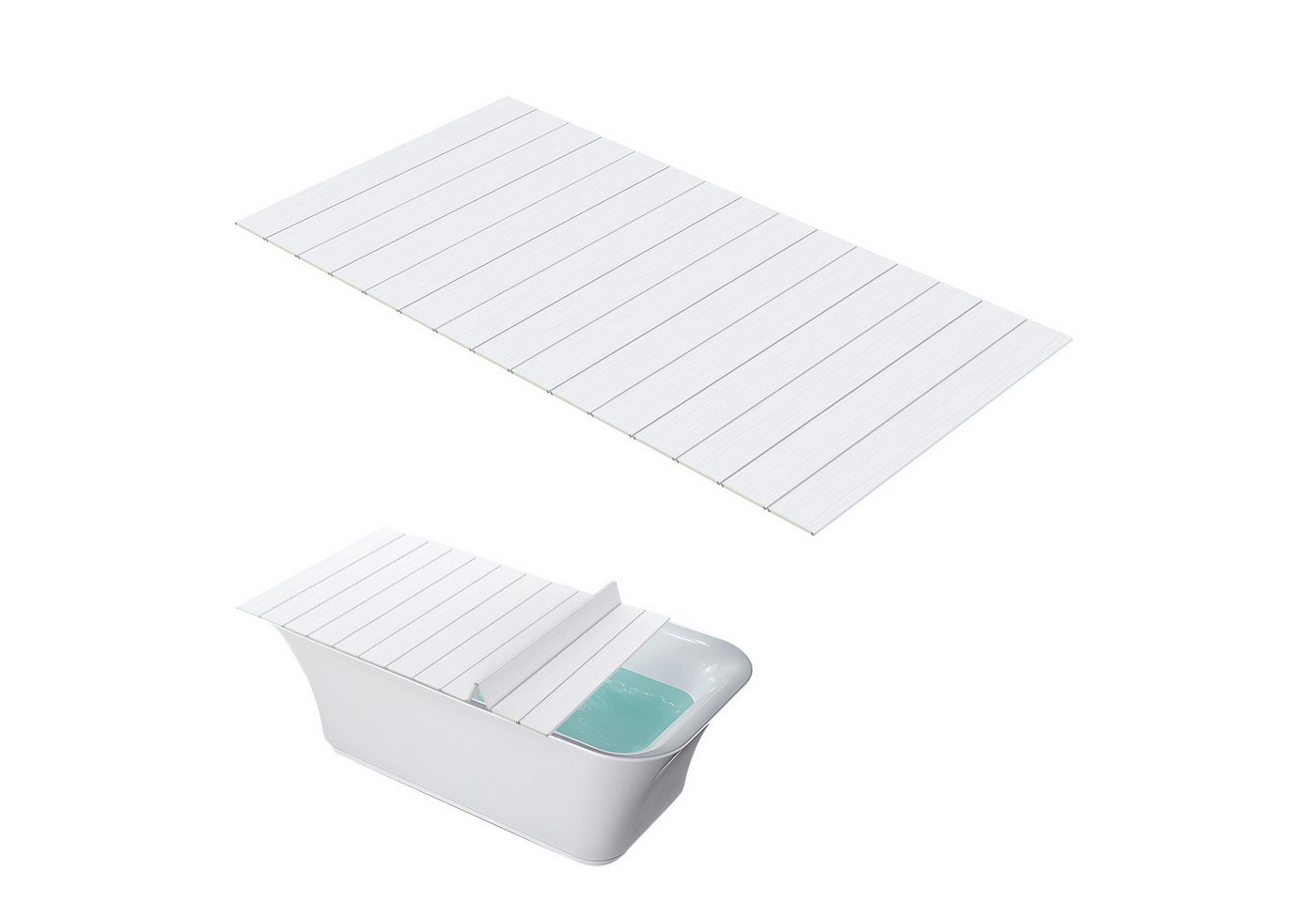 Rutaqian Badewannenablage Badewannenablage PVC, faltbares Badewannenbrett mit Tablet Halter, Badewannen Tablett mit Wärmeisolierung für Buch, Handy und Getränke Bild 2
