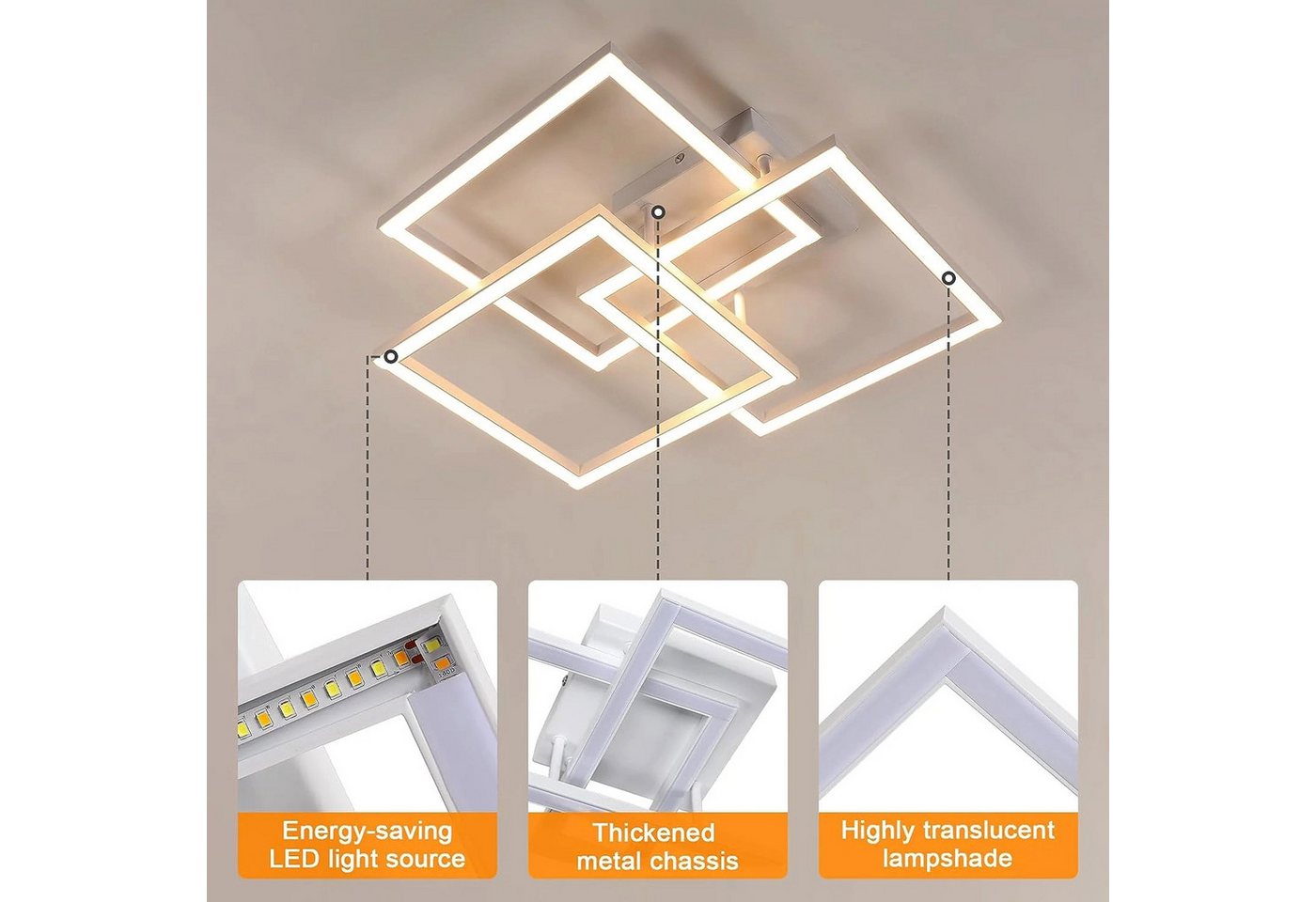 Riserva Deckenleuchten LED Deckenleuchte dimmbar 40W mit Fernbedienung Wohnzimmer Bild 2