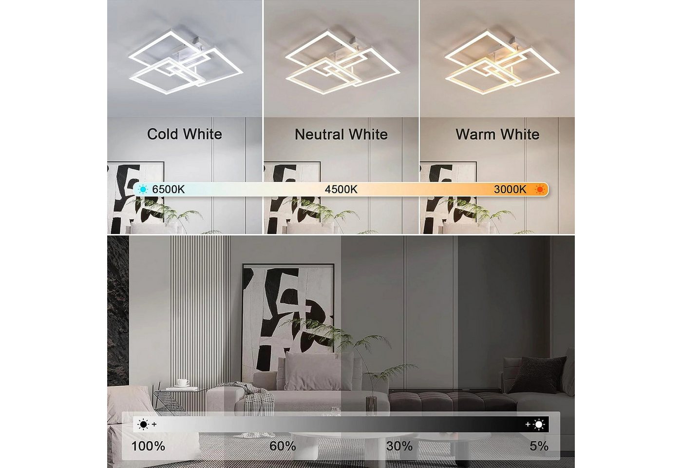 Riserva Deckenleuchten LED Deckenleuchte dimmbar 40W mit Fernbedienung Wohnzimmer Bild 3