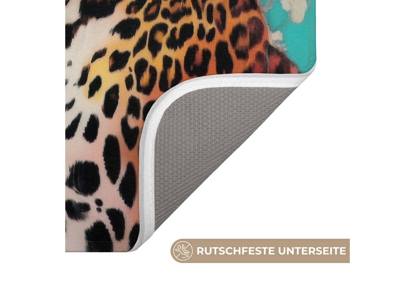 OnlyWow WC-Vorleger Leopard - Blumen - Krone, Höhe 10 mm, Polyester, Rechteckig, WC Teppich, Toilettenvorleger, Toilettenteppich, Badematte 40x60 cm Bild 5
