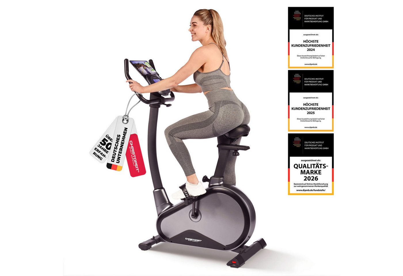 Christopeit Sport® Ergometer EM 8000 (Kinomap App kompatibel), 150 kg max. Benutzergewicht, Fahrrad, 32 Widerstandsstufen Bild 4