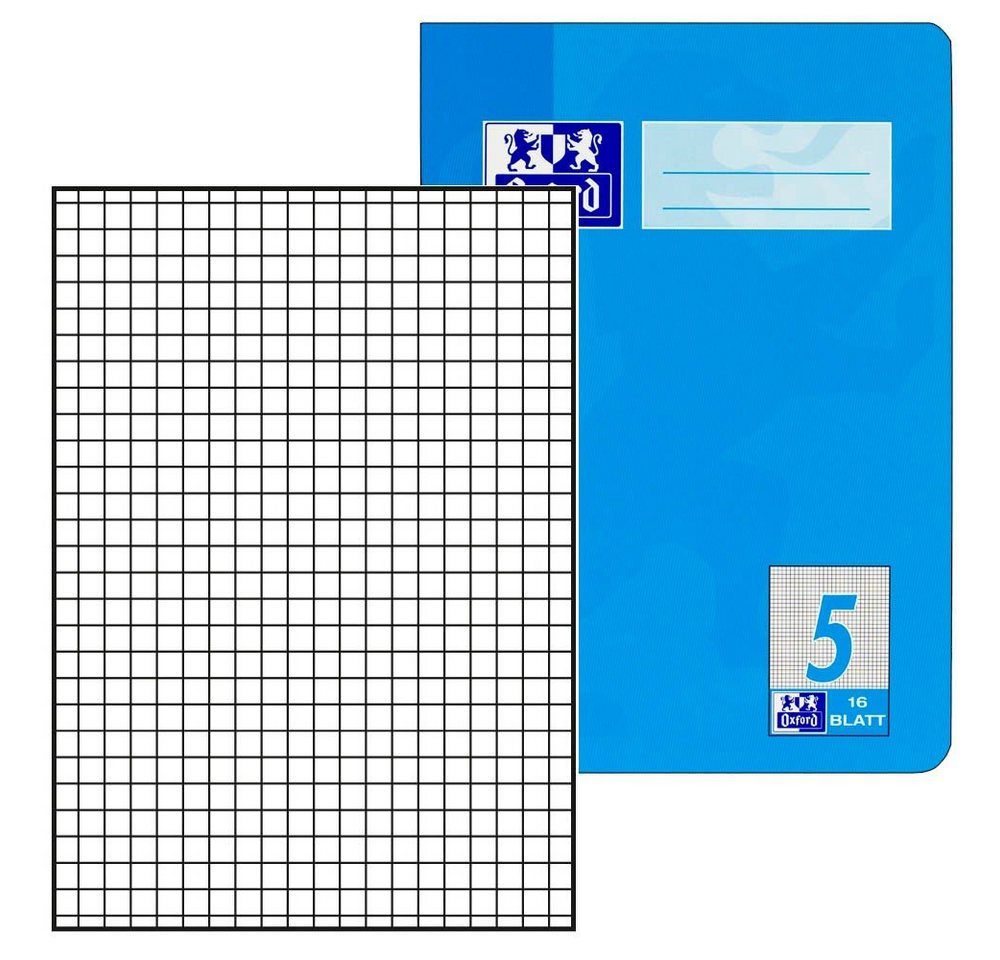 OXFORD Schulheft 1 Schulheft Lin. 5 (kariert 5mm) 16 Blatt ohne Rand A5 blau Bild 2