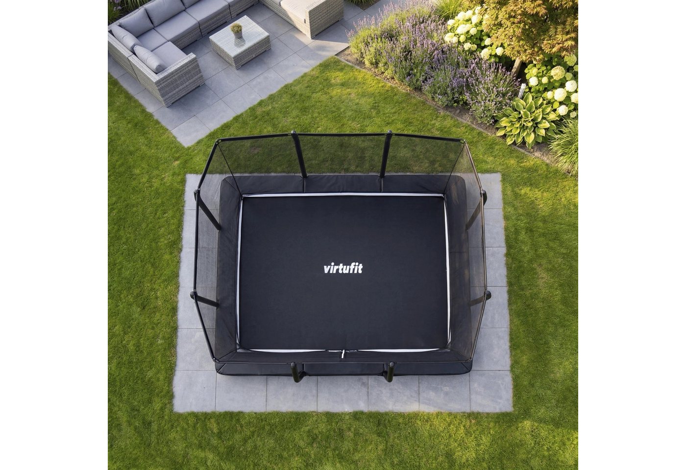 VirtuFit Bodentrampolin VirtuFit Boden Eingebautes Trampolin mit Sicherheitsnetz - 213 x 305 c Bild 2