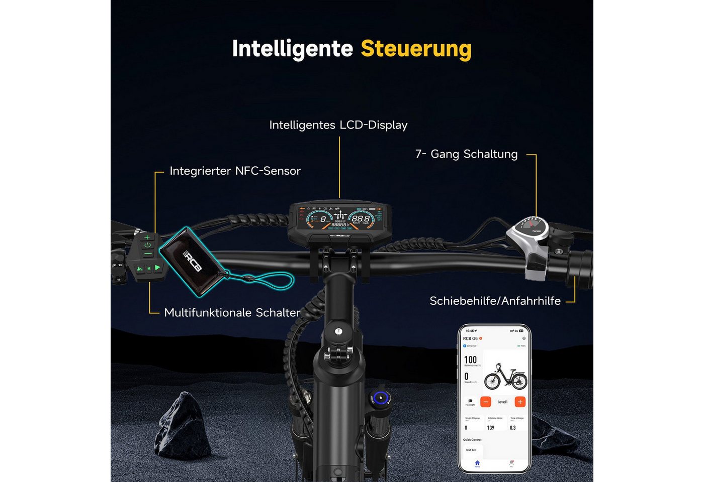 RCB E-Bike Pedelec G6 für Stadt und Gelände,27,5 Zoll Damen Elektrofahrrad,13Ah,60-100 km, 7 Gang, Heckmotor, 468 Wh, APP&NFC,ebike Damen,Gepäckträger hinten,max. Geschwindigkeit: 25 km/h Bild 4