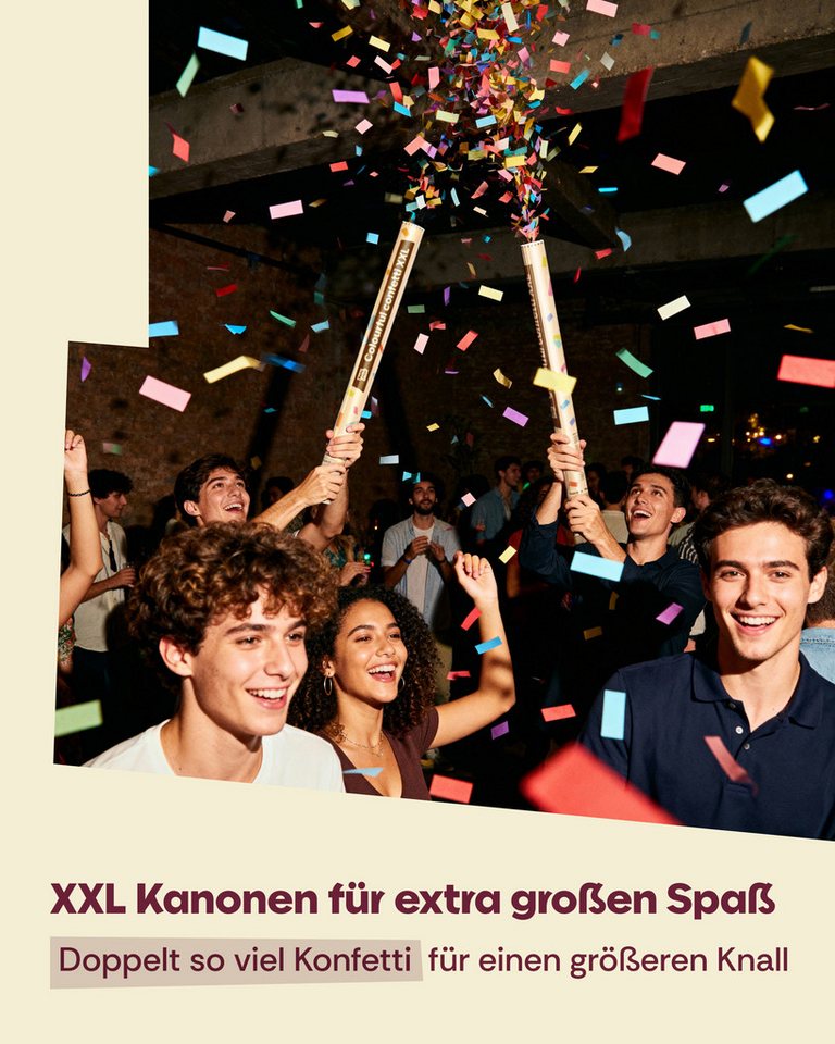 Partyjoker Konfetti Konfettikanone Bunt - 5-8 m Konfettistrahl - einfach & sicher - Party, 5-8 Meter Strahl – Großer Effekt für Innen & Außen Bild 4