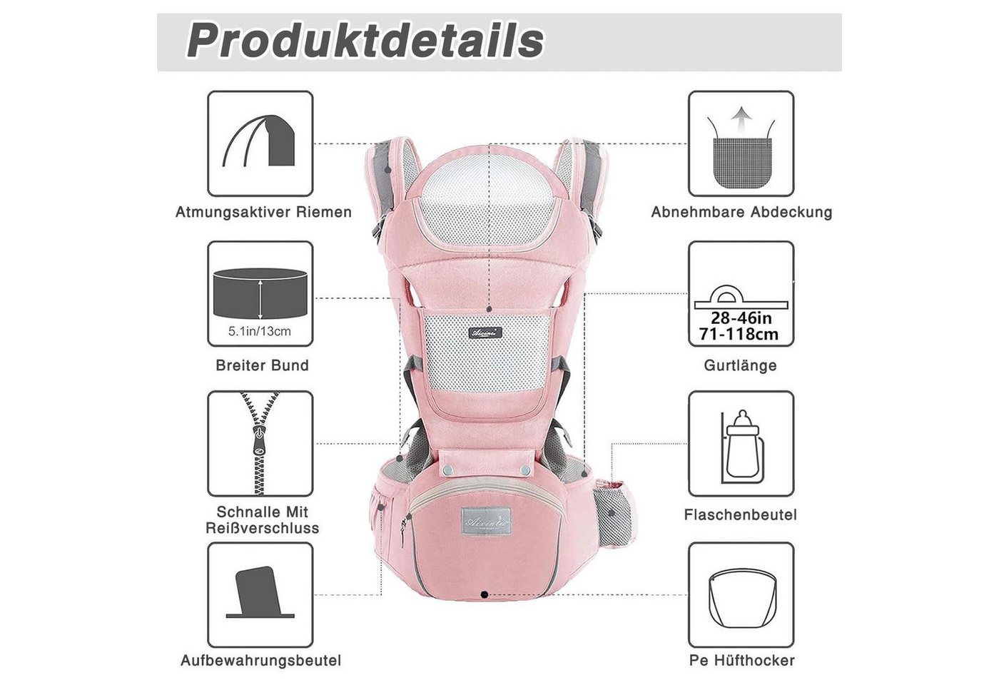 feinlux Babytrage CT0872-Pink Bild 3