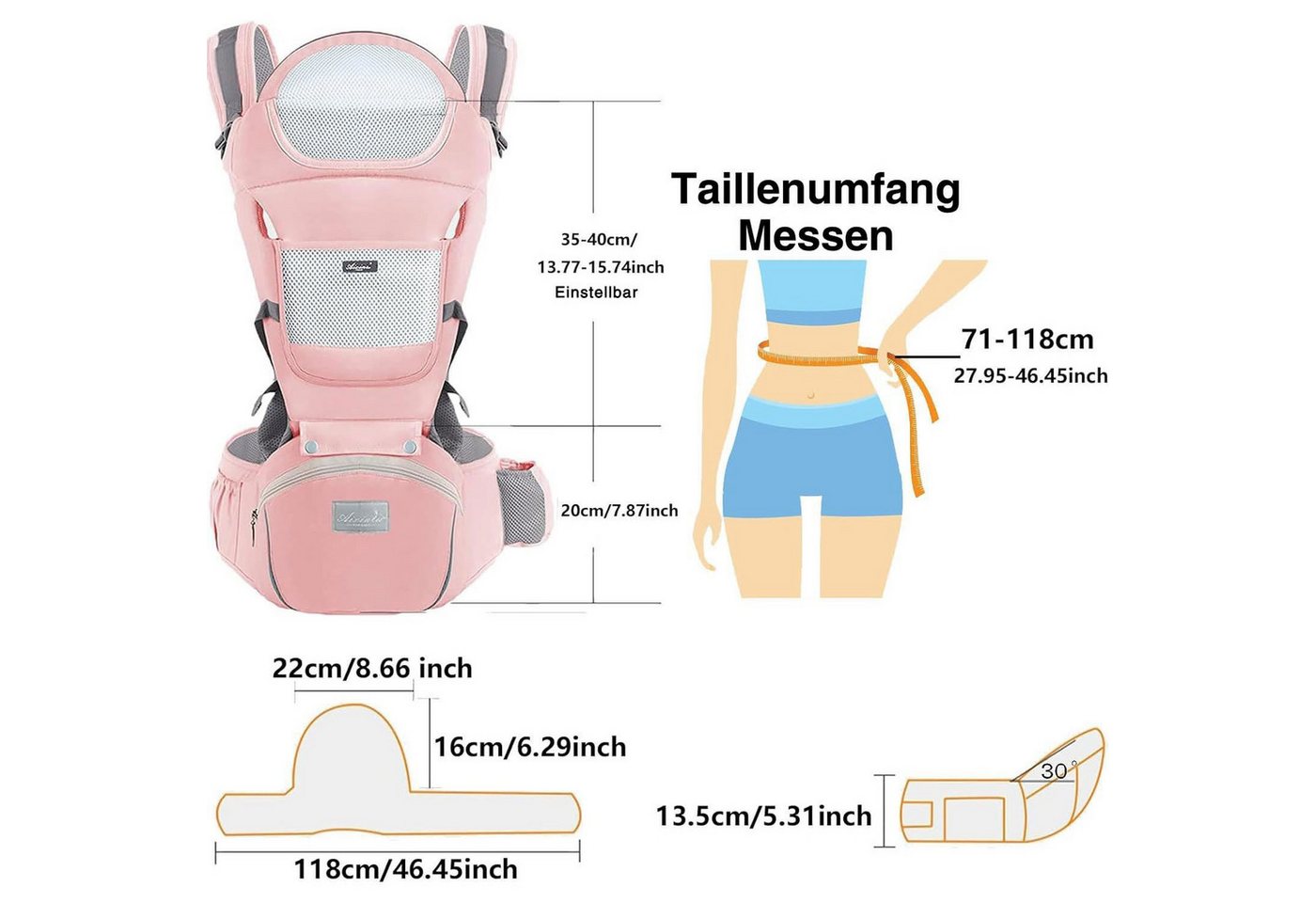 feinlux Babytrage CT0872-Pink Bild 5