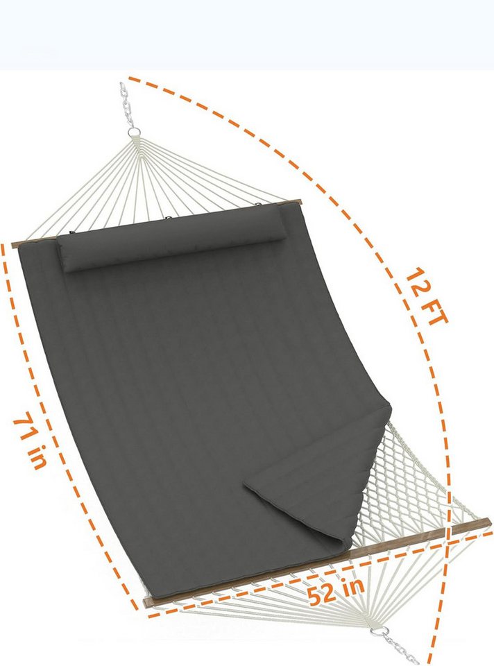 GarveeMore Hängematte für 2 Personen,Gesteppte Doppel-Hängematte, Outdoor-Hängematte für 2 Personen,robust und komfortabel für Garten