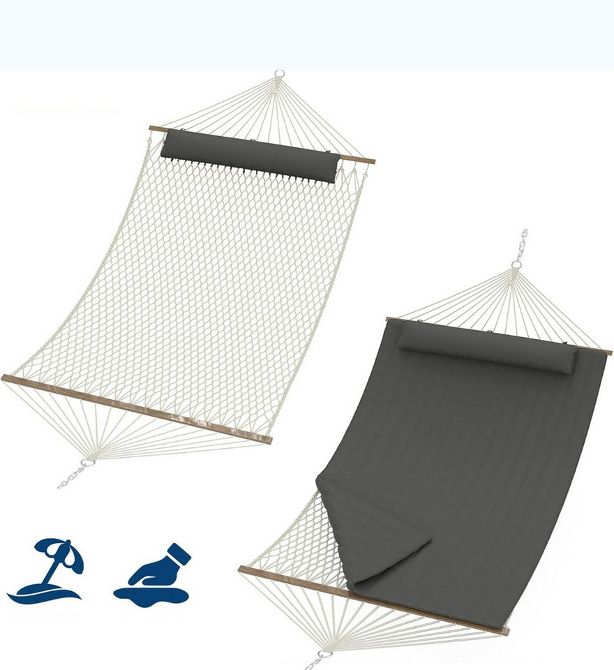 GarveeMore Hängematte für 2 Personen,Gesteppte Doppel-Hängematte, Outdoor-Hängematte für 2 Personen,robust und komfortabel für Garten Bild 3