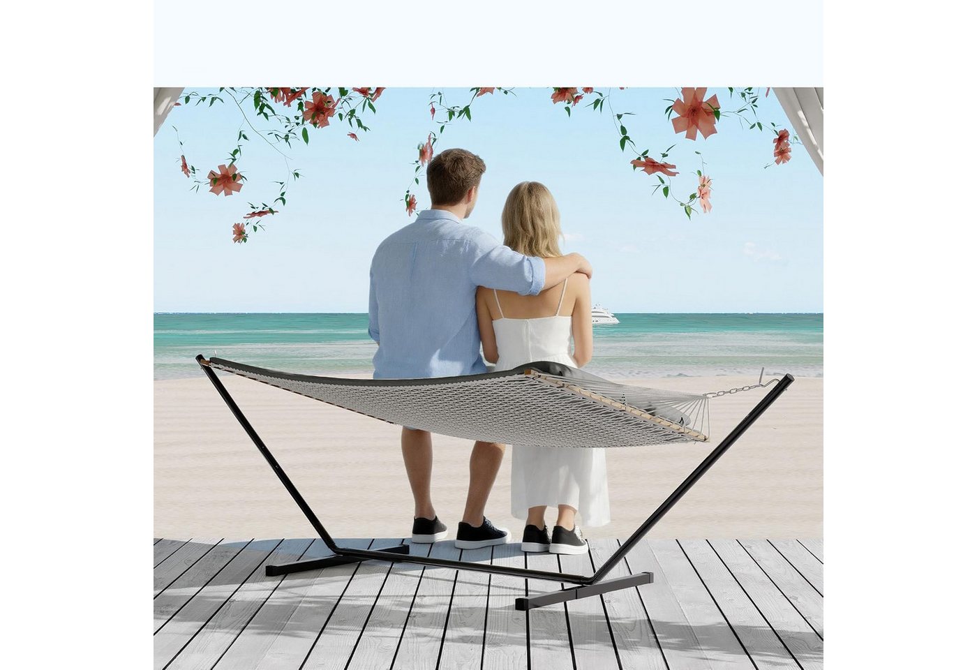 GarveeMore Hängematte für 2 Personen,Gesteppte Doppel-Hängematte, Outdoor-Hängematte für 2 Personen,robust und komfortabel für Garten Bild 4