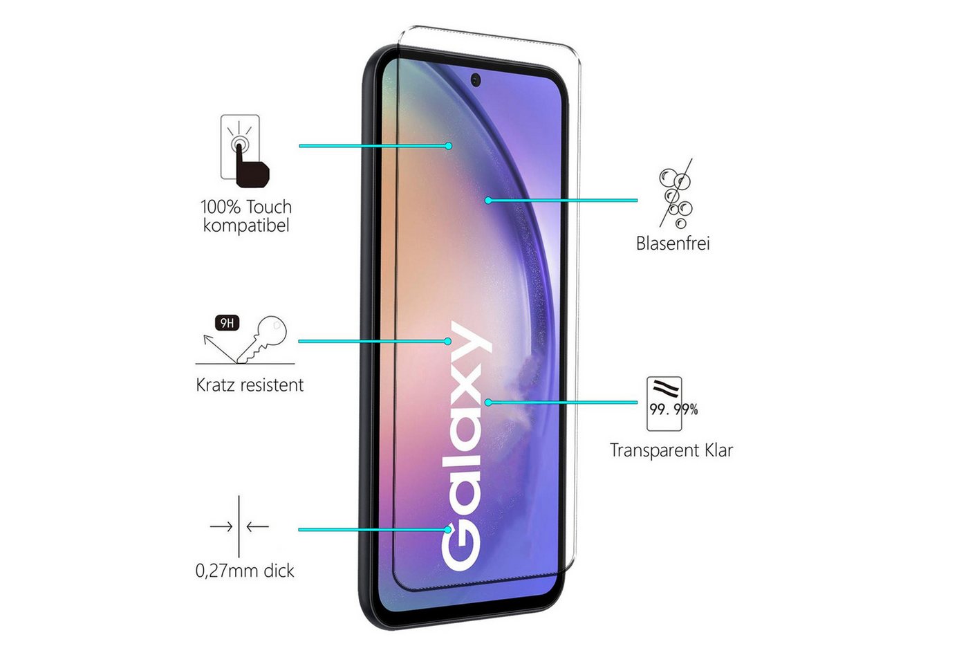 CoolGadget Schutzfolie Panzerfolie für Samsung Galaxy S24 Ultra, (Spar-Set 4in1, 2x Displayschutz, 2x Kameraschutz), Panzerglas Schutzfolie für Samsung Galaxy S24 Ultra Bild 5