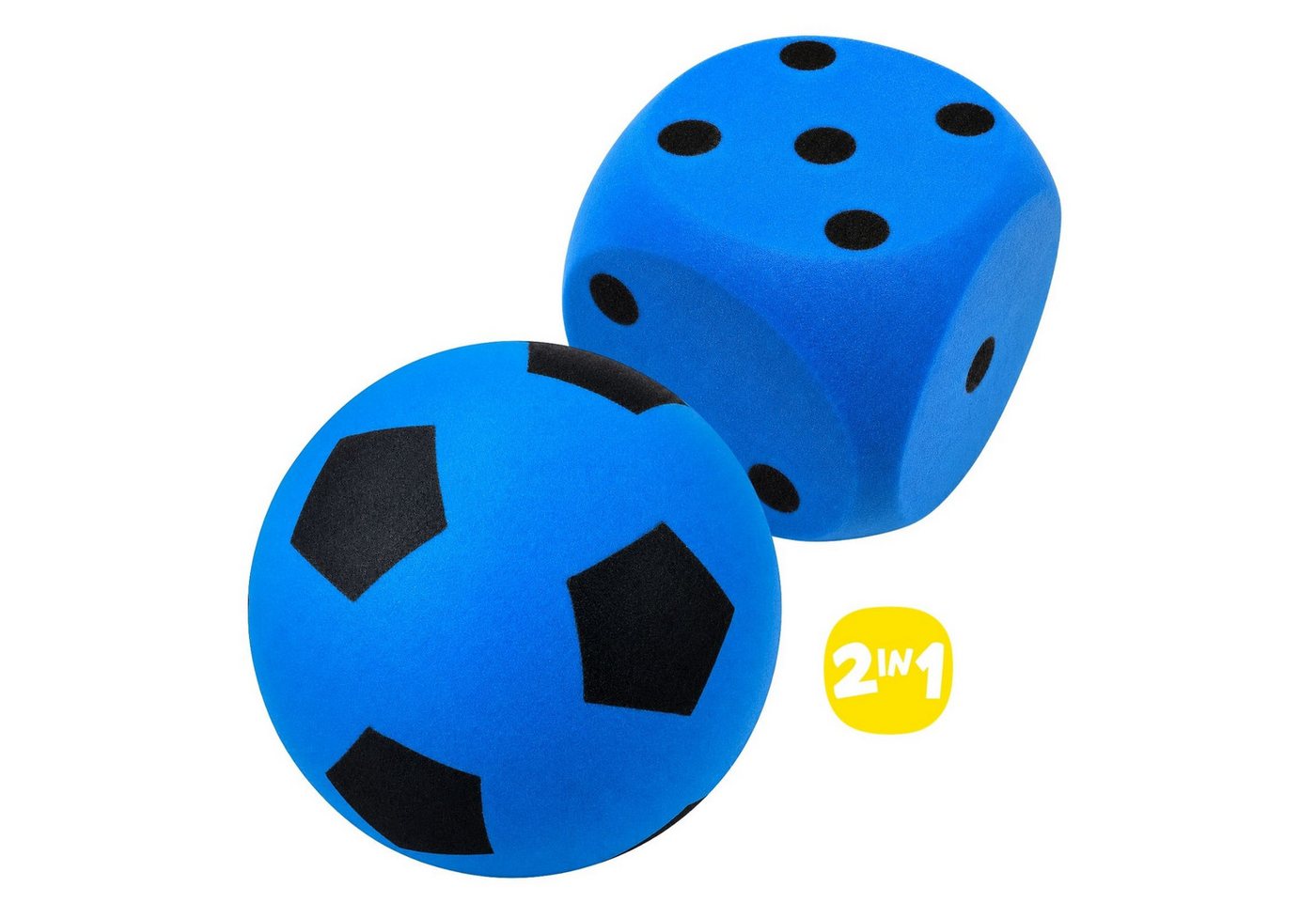 alldoro Spielball 2 in 1 Set - Schaumstoffball & Schaumstoffwürfel blau für Kinder ab 3, extra weich & leise, für drinnen & draußen zum Spielen & Lernen Bild 5