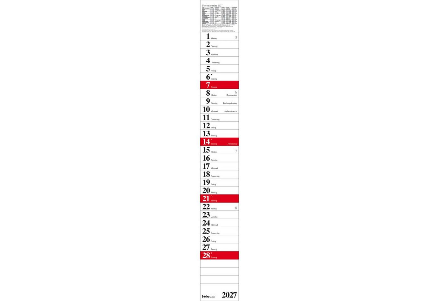 Korsch Verlag Wandkalender Streifenplaner Praktika Rot 2027 Bild 2