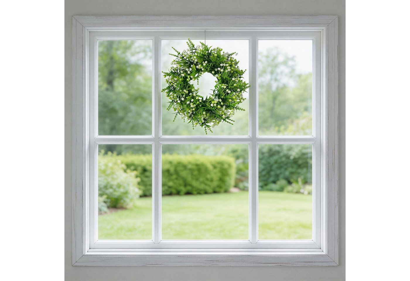 Diwzbyn Dekokranz 35 cm Frühlingskranz mit Schleierkraut, dekorativer künstlicher Blumenkranz, Frühlings-Türkranz Bild 2