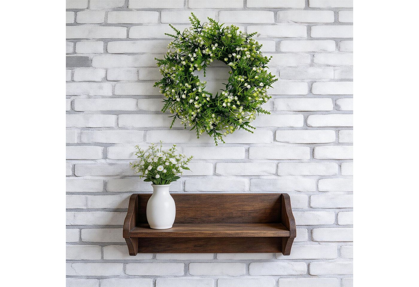 Diwzbyn Dekokranz 35 cm Frühlingskranz mit Schleierkraut, dekorativer künstlicher Blumenkranz, Frühlings-Türkranz Bild 4