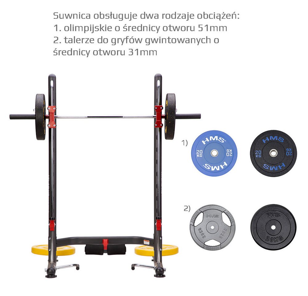 HMS Multipresse Kraftstation Smithmaschine Krafttrainer, (Spar-Set, 1-tlg., 112 x 117 cm stabil), Smith-Maschine, Liegestützgriffe, Beinmodul, bis 136 kg Bild 5