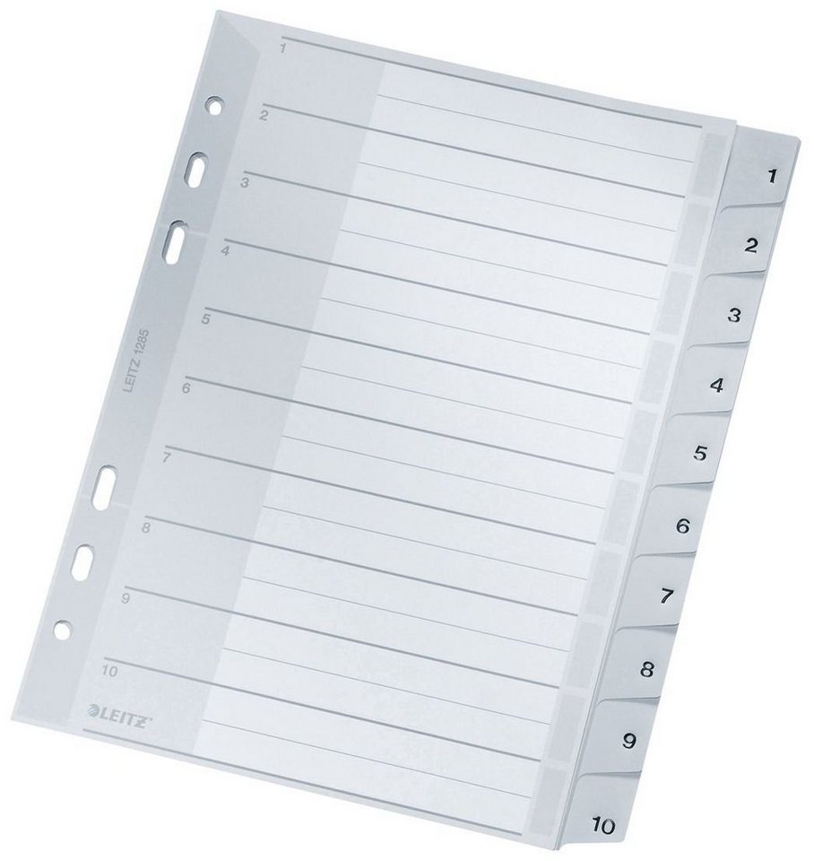 LEITZ Aktenordner Leitz 1285-00-00 Zahlenregister 1-10 PP A5 PP 10 Blatt grau(S)