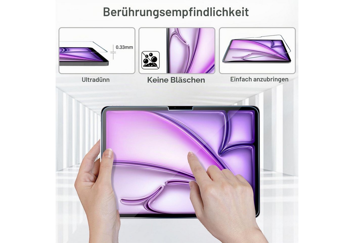 Toomoke Schutzfolie Panzerglas für iPad Pro 13/iPad Air 13 Zoll 2025/ 2024 Schutzfolie, (Displayschutz Kompatibel mit iPad Air 13/iPad Pro 13 Zoll, iPad Air 13 Zoll (2025 M3/2024 M2)/ iPad Pro 13 Zoll 2024 (M4), 9H Härte 2.5D[Hohe Auflösung][Anti-Bläschen][Anti-Kratzen]