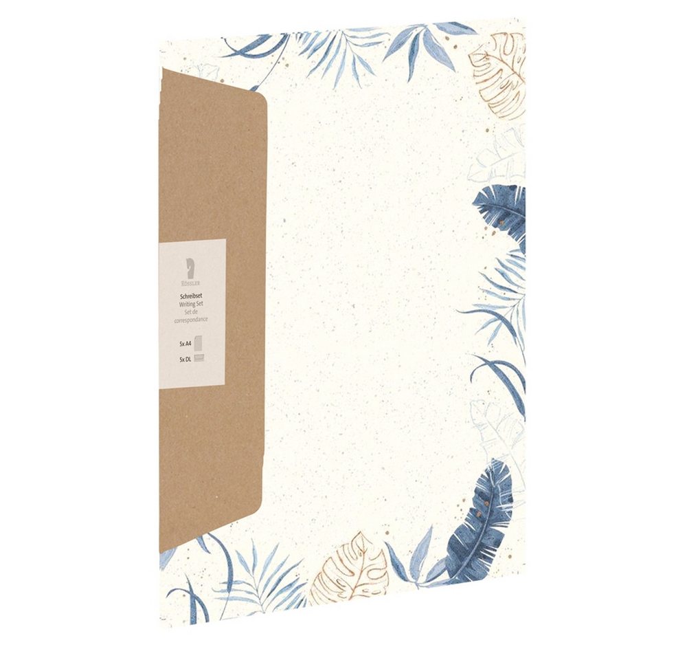 Rössler Briefpapier RÖSSLER Briefpapier Set Blue Kraftpapier 5 Blatt/5 Briefumschläge DIN