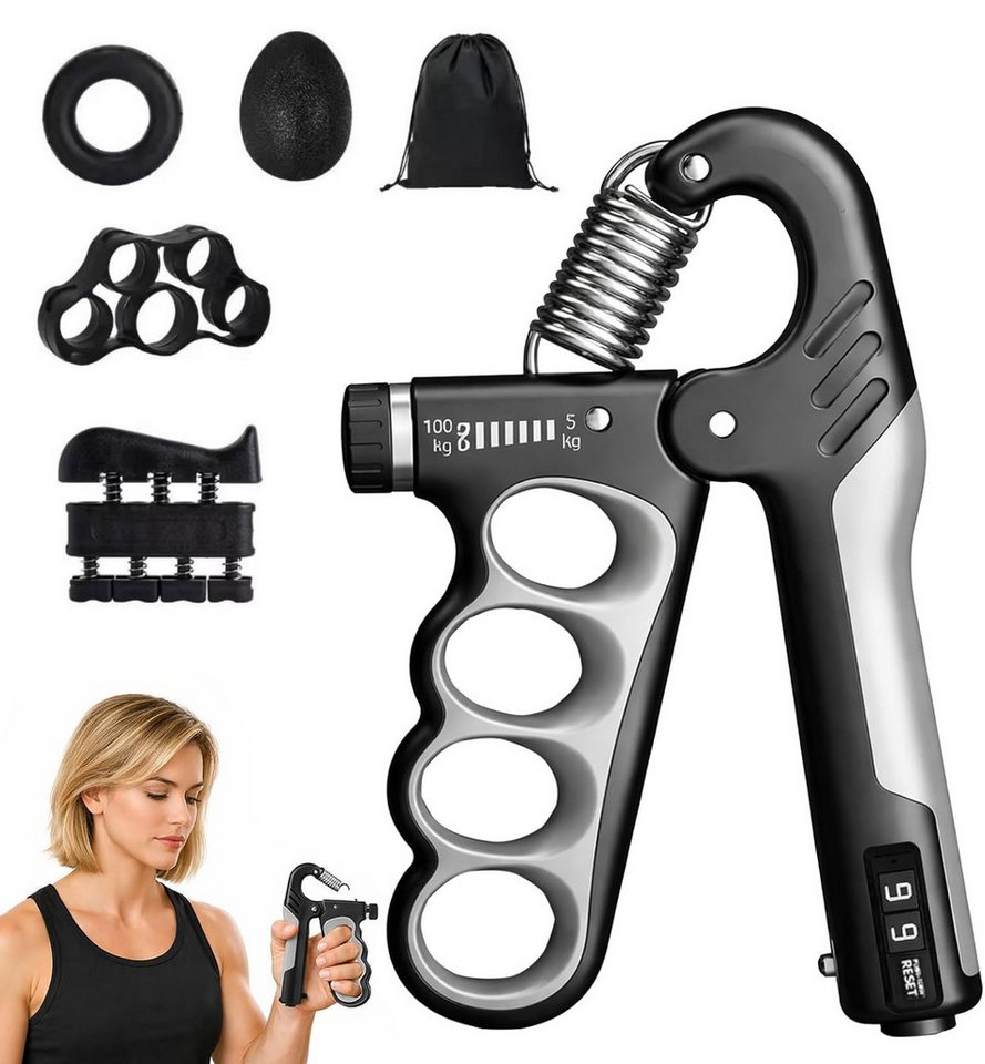 Fyrove Handmuskeltrainer Handtrainer Trainingsset(5er-Pack), Fingertrainer Griffkraft Trainer (Einstellbarer Widerstand 5-100kg, Fingertrainer, Griffkraft Trainer Set, Für Sportler und Wiederherstellung der Hand), Verbesserte Kraft und Grip Handgelenk Arm Unterstützung
