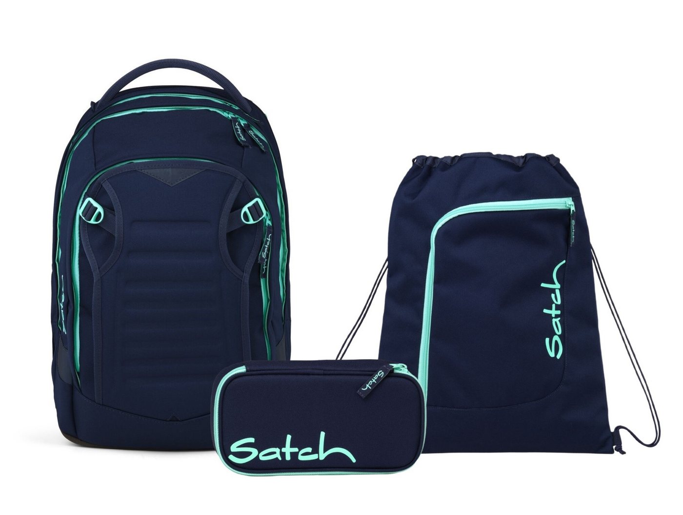 Satch Schulranzen Schulrucksack-Set MATCH PLUS Ocean Mint 3-teilig (3-teilig), Schulranzen, ergonomisch, 30 + 5 Liter, 4 Fächer Bild 5