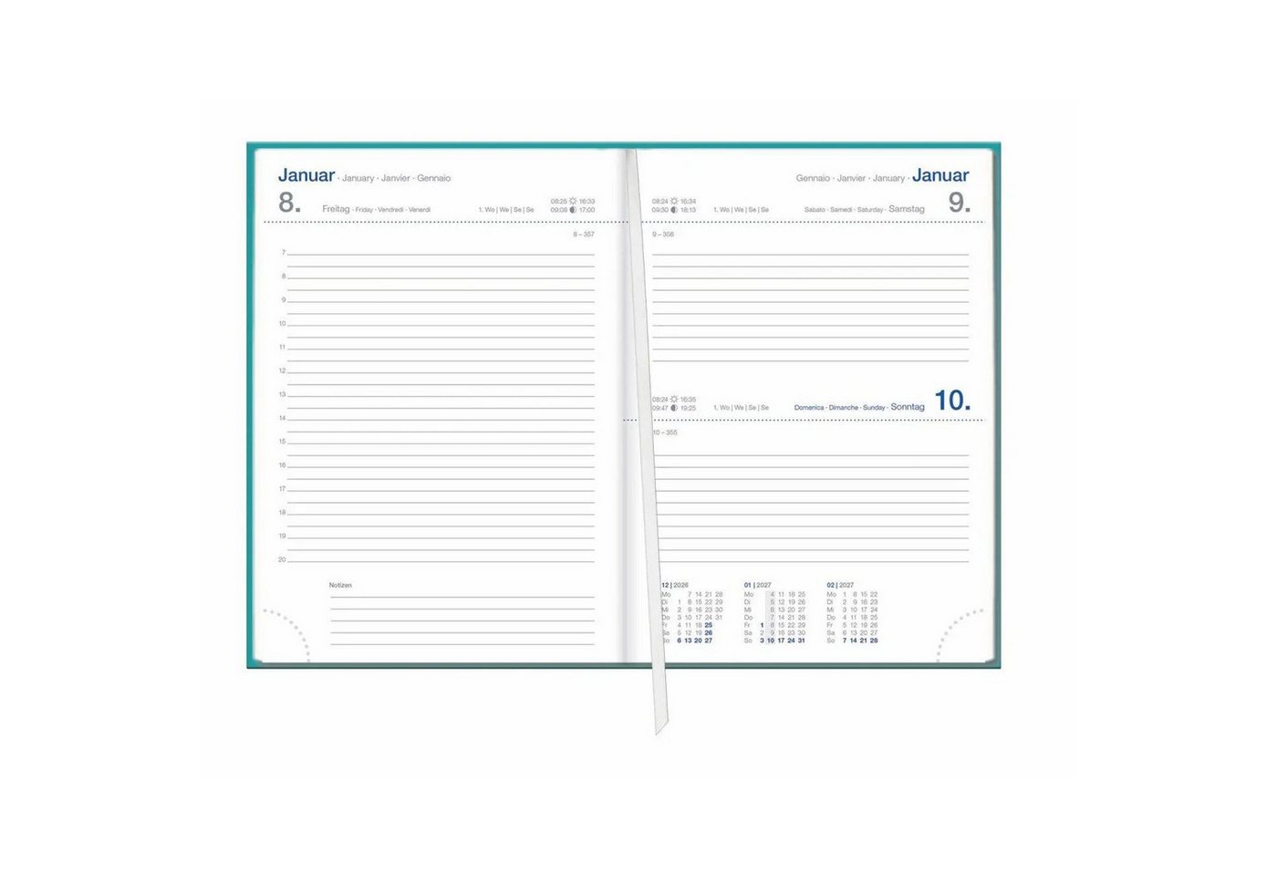 HEYE Taschenkalender Tages-Cheftimer A6, petrol 2027