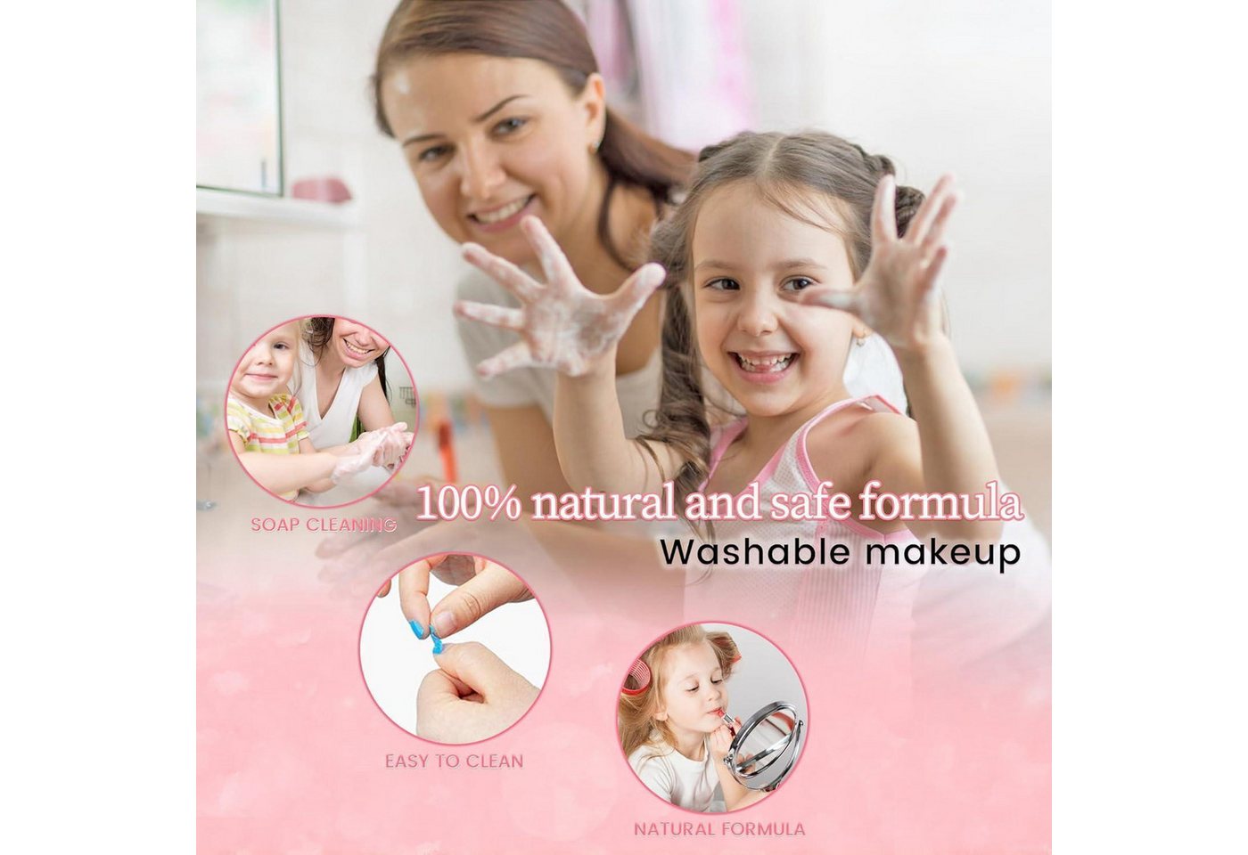 LuxusKollektion Theaterschminke Schminkset 57pcs Rosa und hellrosa Kinder Make-up Spielzeug