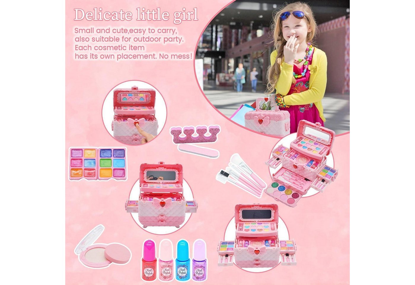 LuxusKollektion Theaterschminke Schminkset 57pcs Rosa und hellrosa Kinder Make-up Spielzeug Bild 5