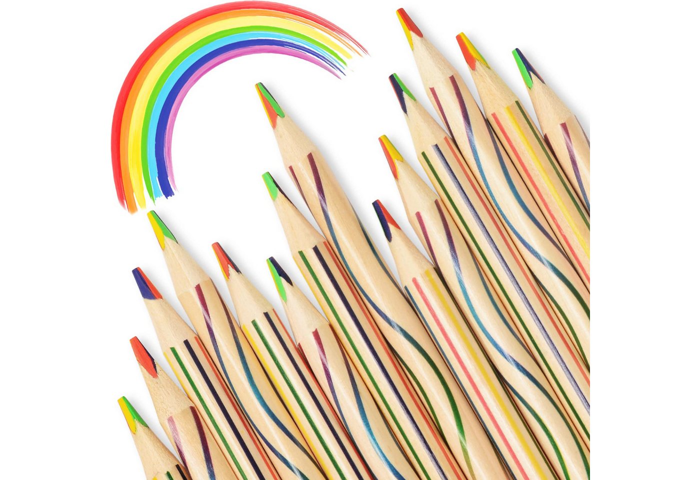 FOUORTUNATE-BEE Buntstift 12 Regenbogen Buntstifte 7-in-1 Farbstifte für Schule und Malspaß, (12-tlg), Geschenk für Kinder Geburtstag Schule Party Mitgebsel Kreativset Bild 2