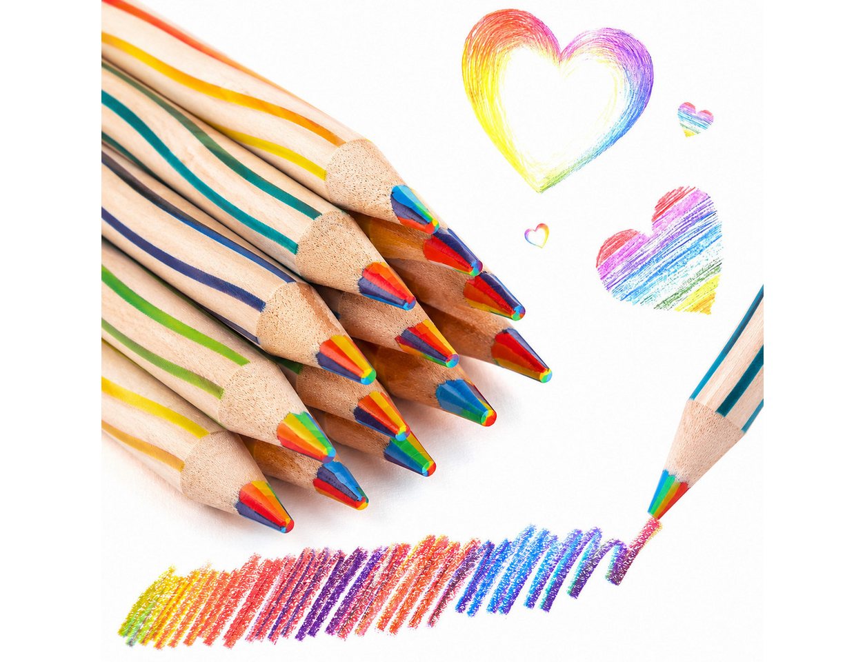 FOUORTUNATE-BEE Buntstift 12 Regenbogen Buntstifte 7-in-1 Farbstifte für Schule und Malspaß, (12-tlg), Geschenk für Kinder Geburtstag Schule Party Mitgebsel Kreativset Bild 4