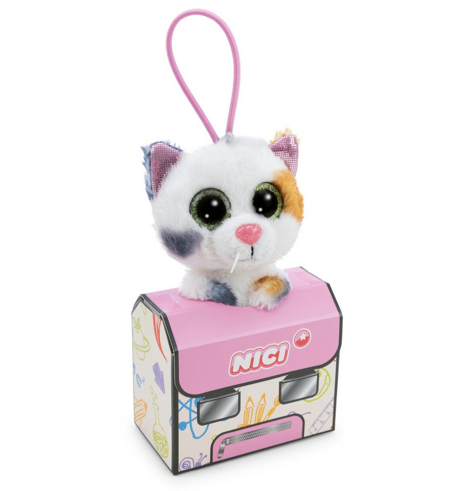 Nici Schultüte Glubschis Kuscheltier Anhänger 9cm Katze Calli Malli Schlüsselanhänger, als Back to School Geschenk, mit großen Glitzeraugen im Schulranzen