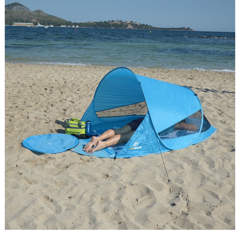 outdoorer Strandmuschel selbstaufbauend Zack II blau, UV 60, Pop-up, für 2 Personen Bild 5
