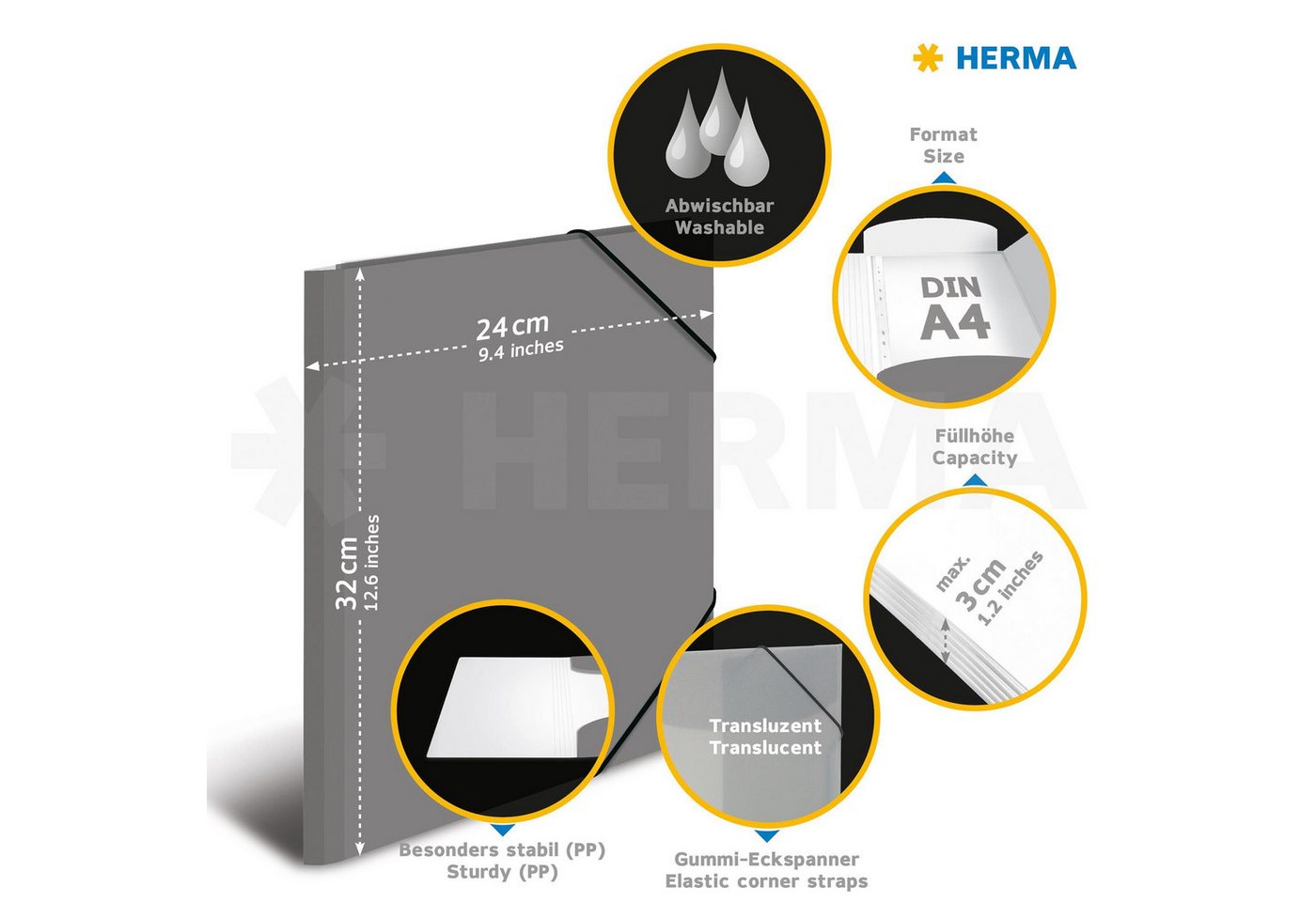 HERMA Organisationsmappe Herma Sammelmappe Eckspanner PP A4 Neon grün Bild 4