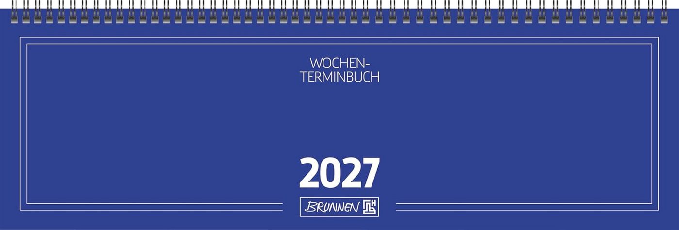 BRUNNEN Schreibtischkalender 2027 BRUNNEN Querterminbuch 42x14cm 2S/1W bl