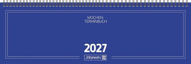 BRUNNEN Schreibtischkalender 2027 BRUNNEN Querterminbuch 42x14cm 2S/1W bl