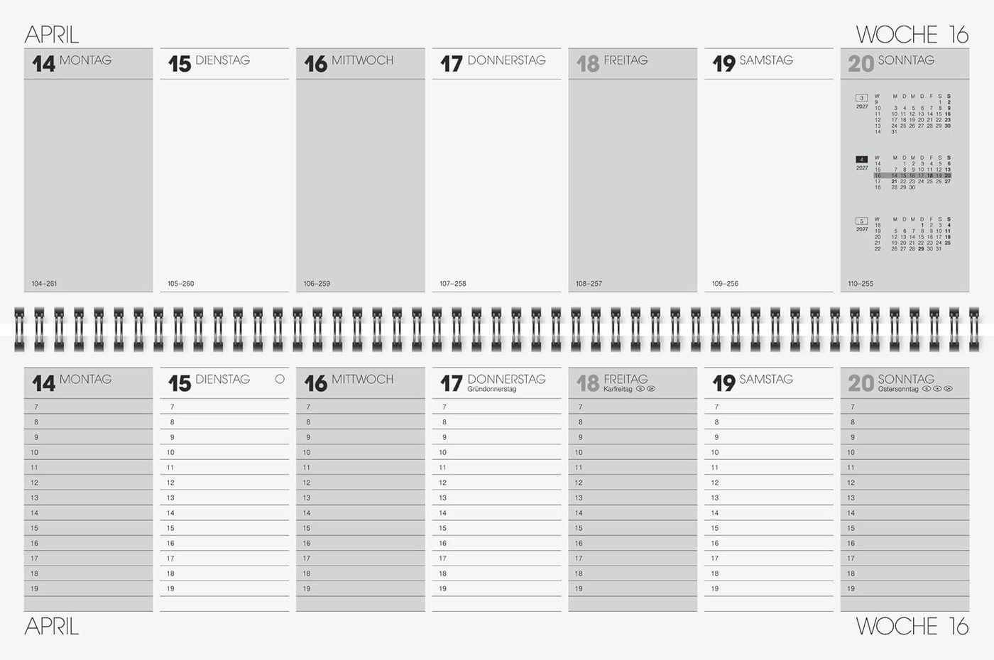 BRUNNEN Schreibtischkalender 2027 BRUNNEN Querterminbuch 42x14cm 2S/1W bl Bild 3