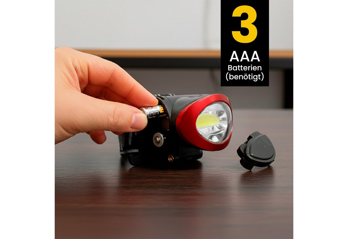 EAXUS LED Stirnlampe Kopflampe Dimmbar, Neigbar und Größenverstellbar (1er/2er Set, 2-St), Kopfleuchte Spritzwassergeschützt, flexibles Kopfband Bild 4