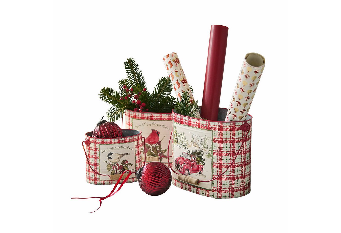Mirabeau Geschenkband Übertopf 3er Set Fuzzy rot Bild 4