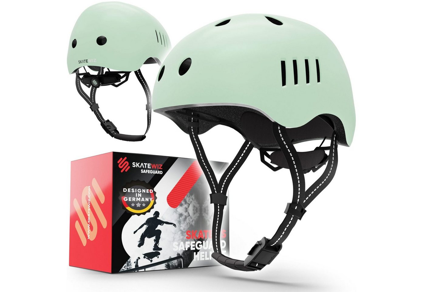 SKATEWIZ Fahrradhelm Kinder ab 6 - Fahrrad Helm Kinder Mädchen - Skaterhelm Kind skate helm, Extrem leicht, gut durchlüftet, zusätzliches Innenpolsterset enthalten Bild 5