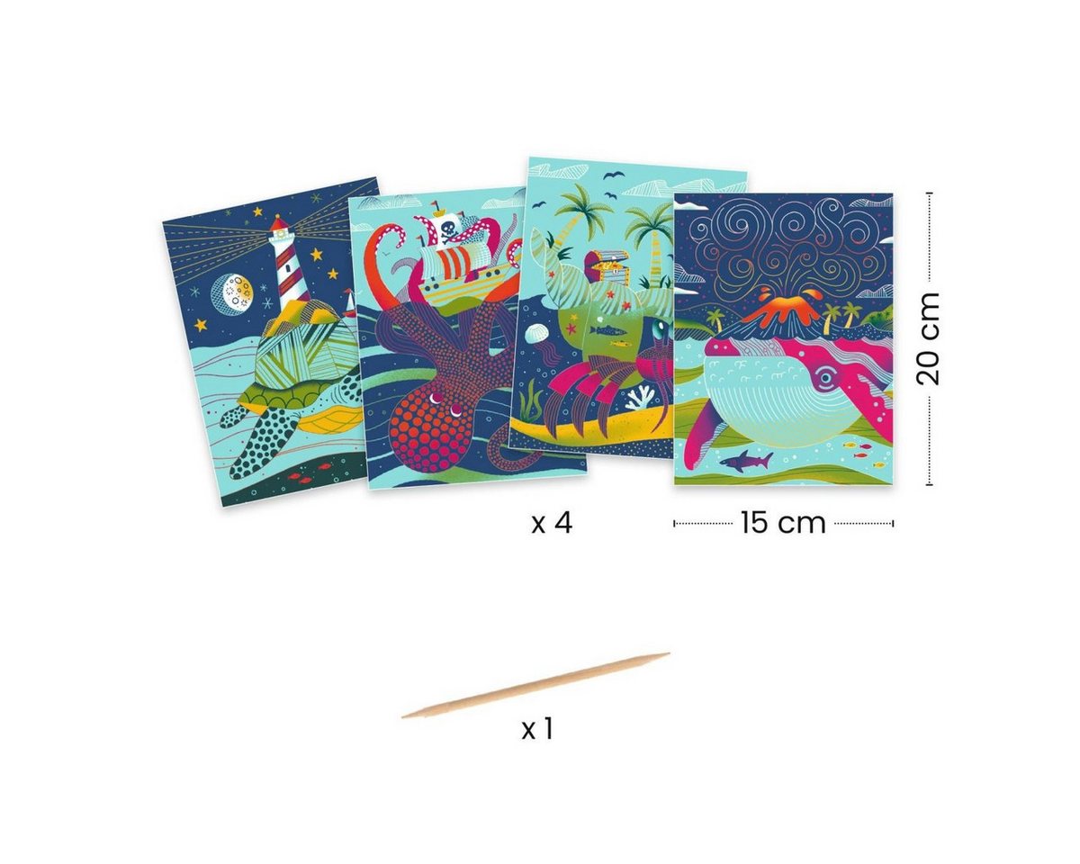 DJECO Kreativset Kratzbilder: Oben und unten Kreativset für Kinder Bild 3