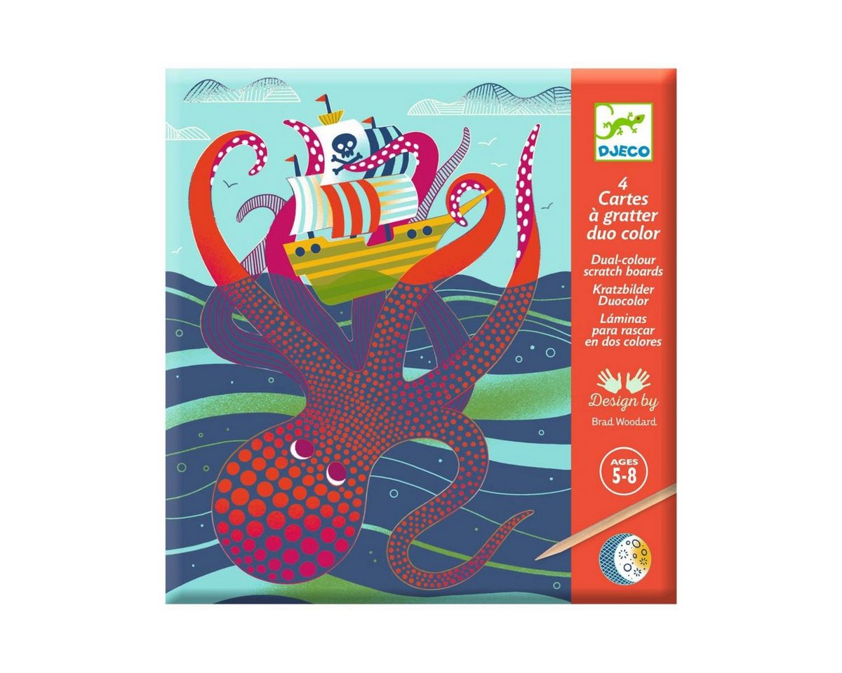 DJECO Kreativset Kratzbilder: Oben und unten Kreativset für Kinder Bild 4