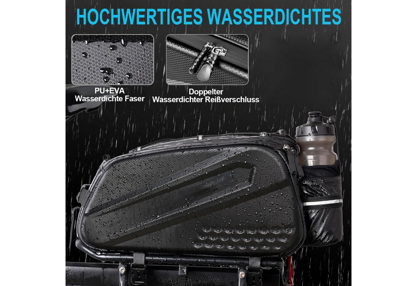 ibettertec Fahrradtasche, Gepäckträgertasche, Fahrradtasche für Gepäckträger (100% Wasserdicht & Reflektierend, mit Tragegriff und Schultergurt, Gefertigt für Langlebigkeit) Bild 4