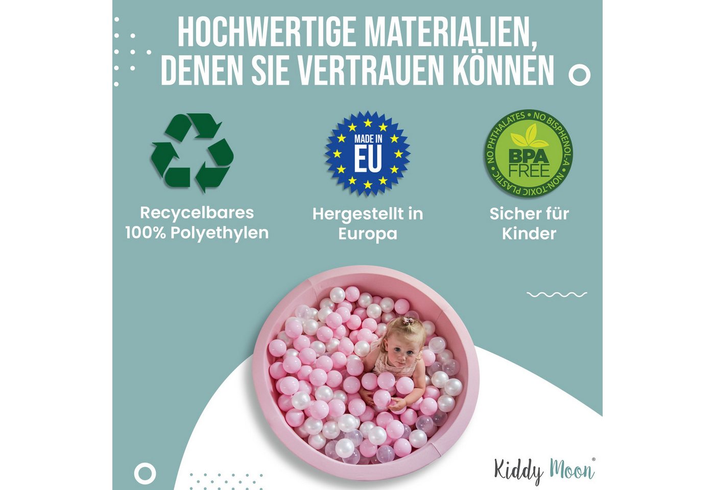 KiddyMoon Bällebad-Bälle ZK7 (Baby Plastikbälle Spielbälle), Made in Europe Bild 3