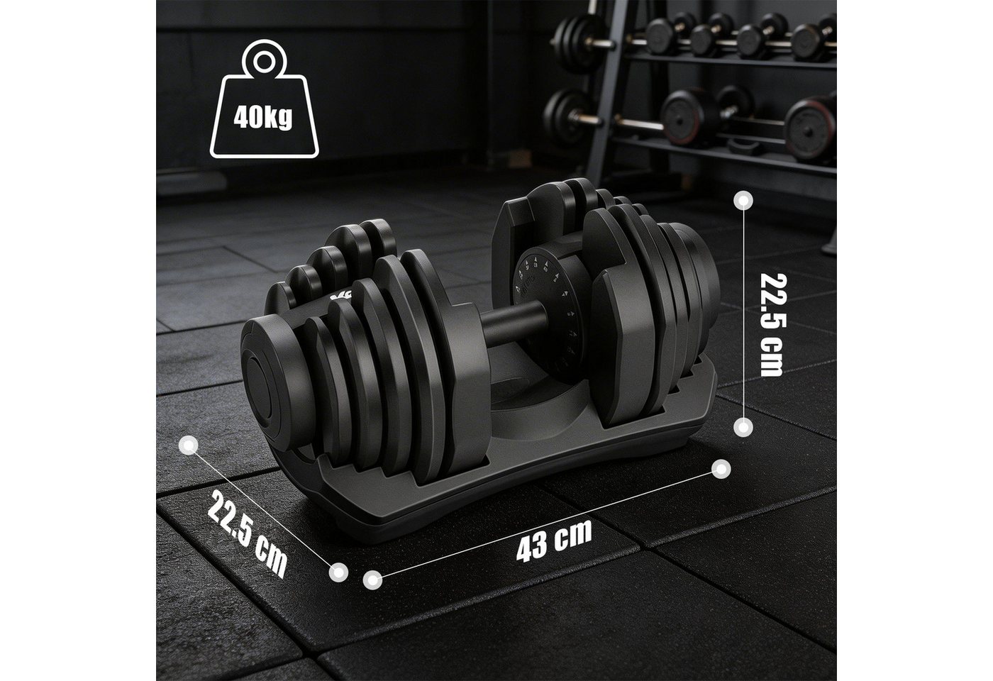 kehot Hantel-Set Verstellbare Kurzhantel 40 kg mit 17 Gewichtsstufen, (Hantel Set für Krafttraining Zuhause mit schnellem Wechsel, Kompaktes Design mit Ablage – platzsparend & effizient trainieren), Ideal für Muskelaufbau, Ganzkörpertraining & Home Gym