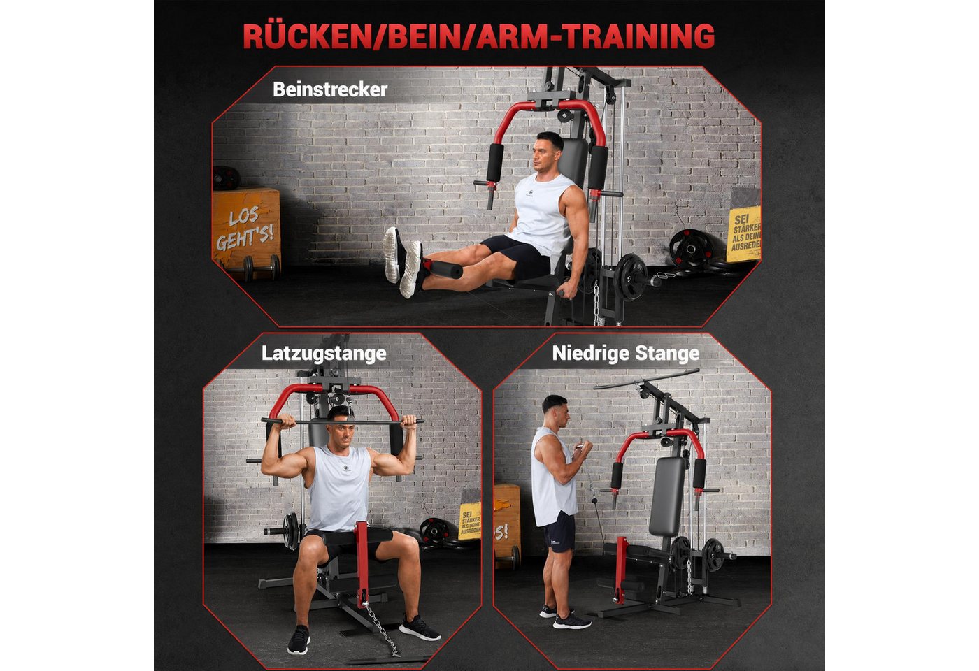 GarveeMore Kraftstation Multifunktionale Fitnessstation für Zuhause, 7-in-1 Kraftstation, Freigewichts-Design, für 2,5 cm / 5 cm Gewichtsscheiben Bild 2