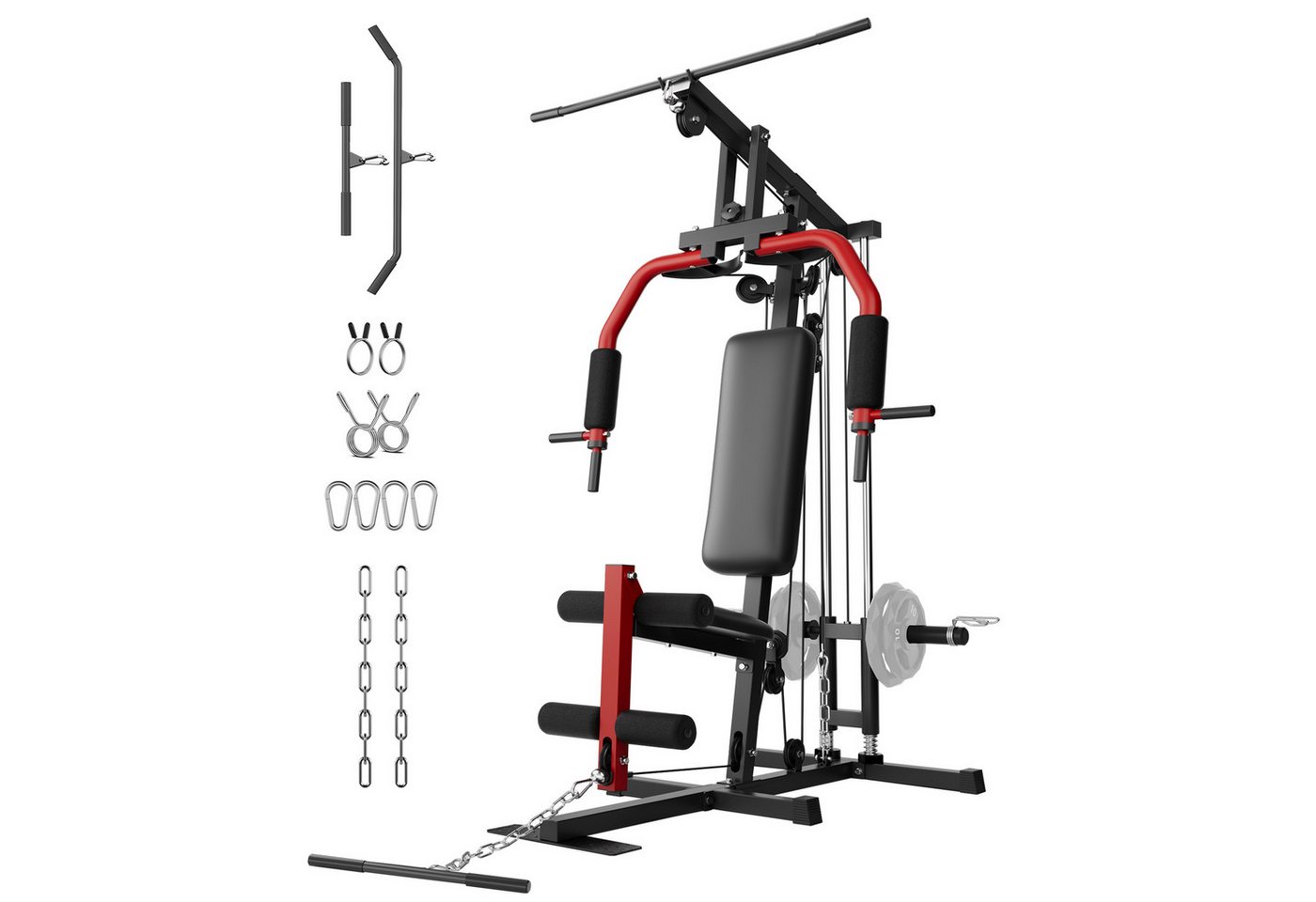 GarveeMore Kraftstation Multifunktionale Fitnessstation für Zuhause, 7-in-1 Kraftstation, Freigewichts-Design, für 2,5 cm / 5 cm Gewichtsscheiben Bild 3