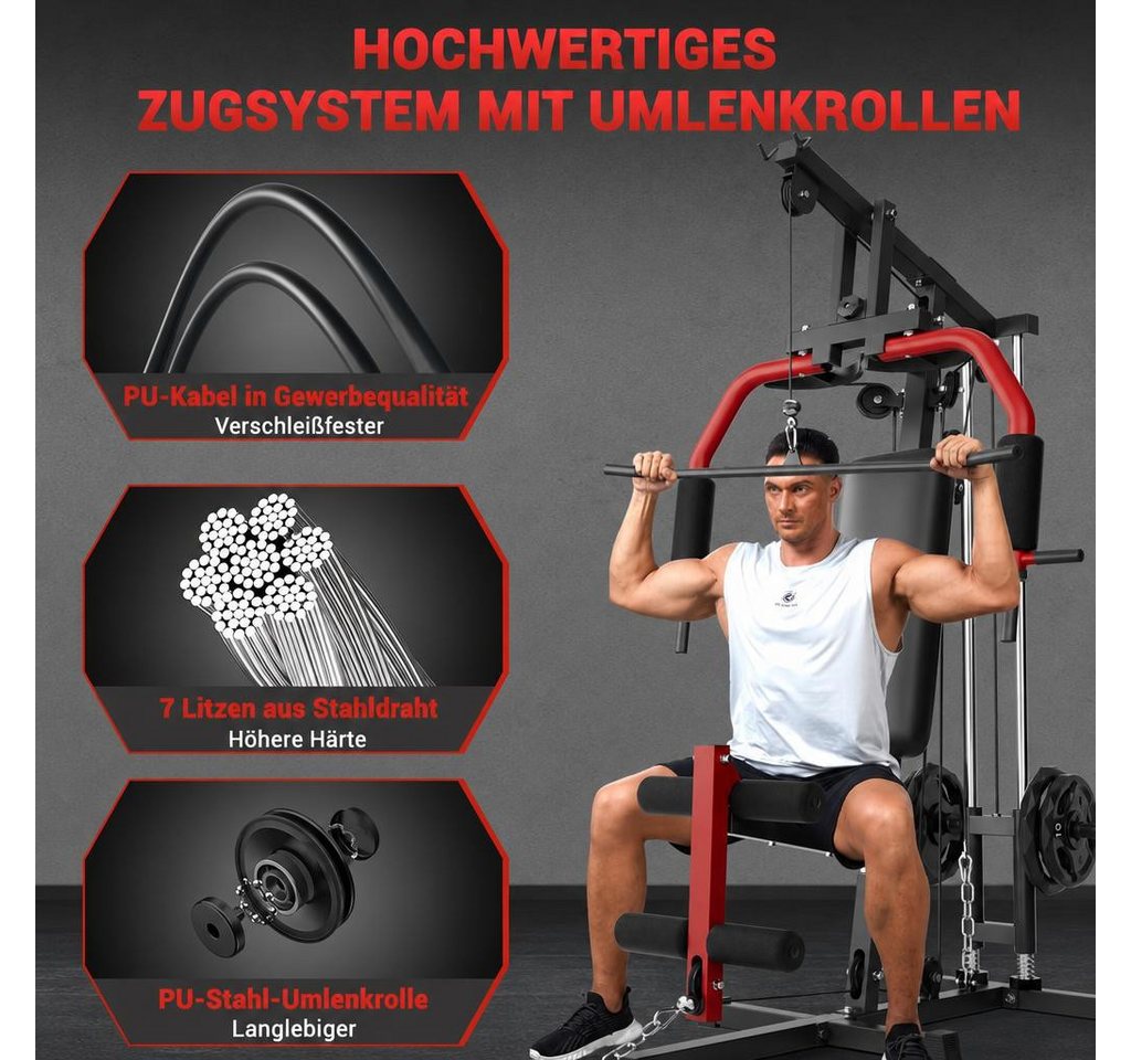 GarveeMore Kraftstation Multifunktionale Fitnessstation für Zuhause, 7-in-1 Kraftstation, Freigewichts-Design, für 2,5 cm / 5 cm Gewichtsscheiben Bild 5