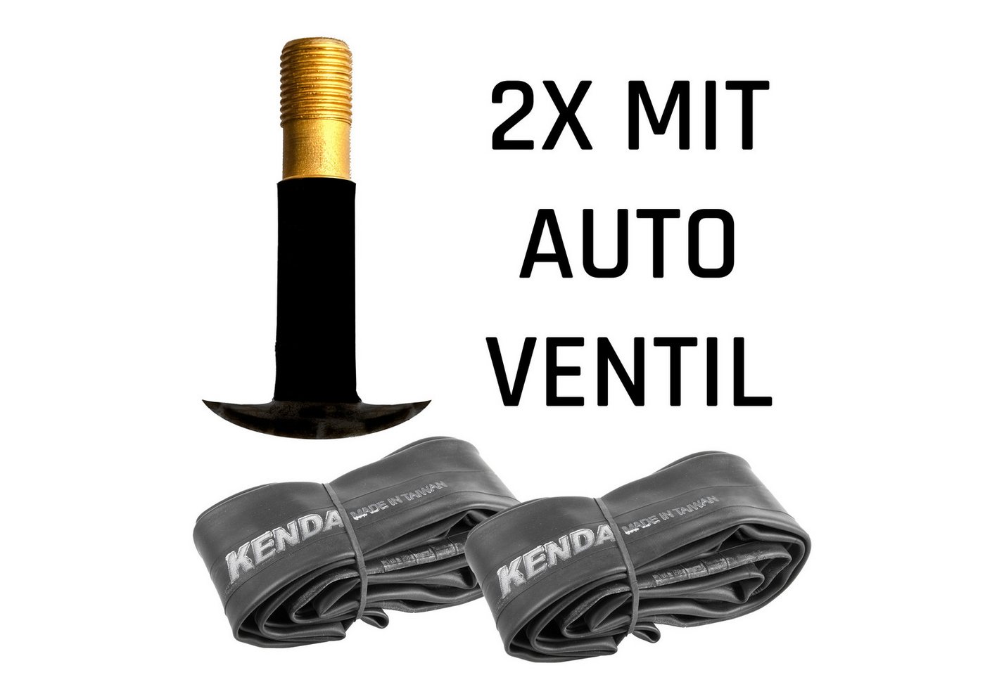 KENDA Fahrradschlauch Schlauch, 14 Zoll, (Doppelpack, 2-St), Fahrradschlauch 12 - 29 Zoll Auto Schrader Dunlop Französisches Ventil