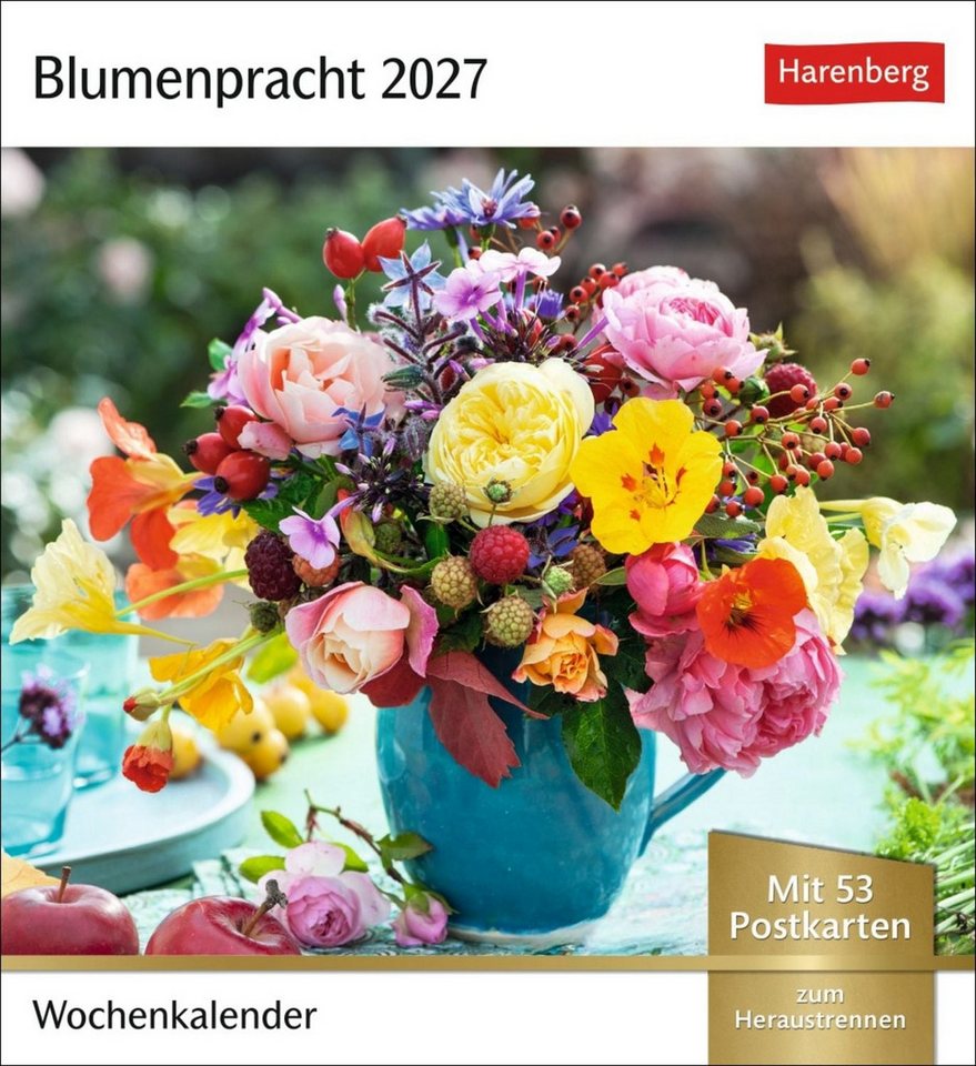 Wandkalender Blumenpracht Postkartenkalender 2027 - Wochenkalender mit 53 Postkarte