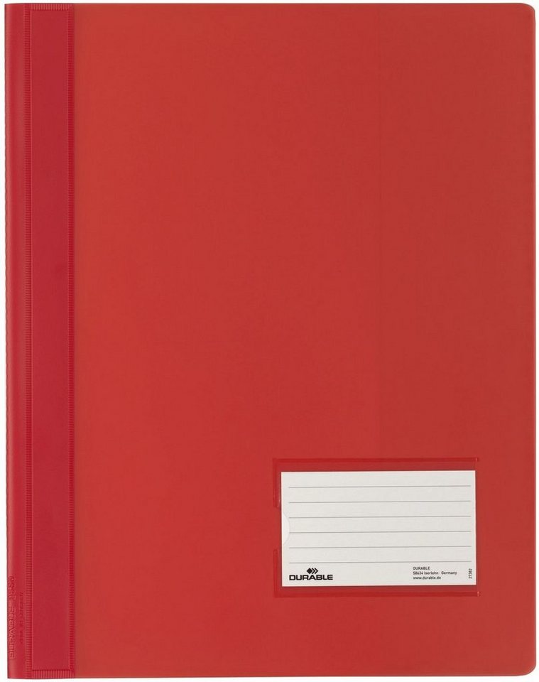 DURABLE Hefter 03 Schnellhefter DURALUX® - A4 überbreit, transluzente Folie, rot